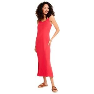 NIC+ZOE Summer Slip Dress Women's Medium in Cosmo Red Maxi V-Neck Sheath Dress